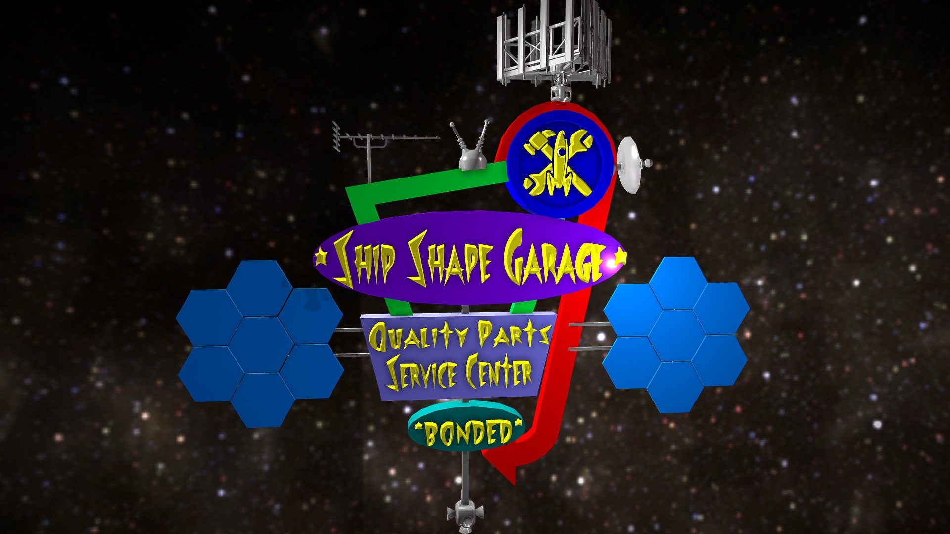 Space Billboard Ship Shape Garage (color)