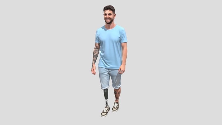 Tattooed Man with Prosthetic Leg – Kostenloses 3D-Modell STL