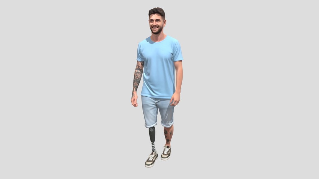 Tattooed Man with Prosthetic Leg