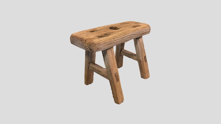 Small Wooden Step Stool Realityscan 3D Model