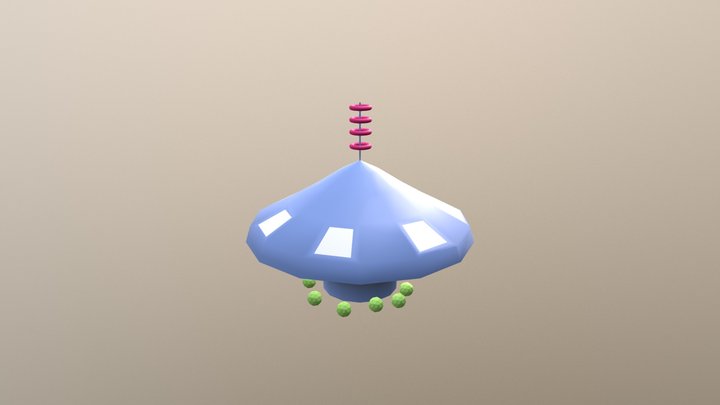 Simple Cartoon UFO 3D Model