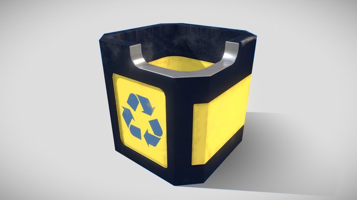 Low poly sci-fi recycling bin - Game ready asset 3D Model