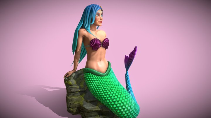 Sunbathing Mermaid 3D Model
