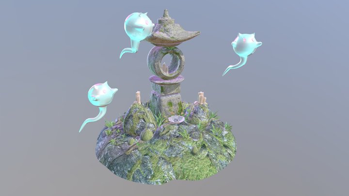 Shrine & Ghosts 3D Model