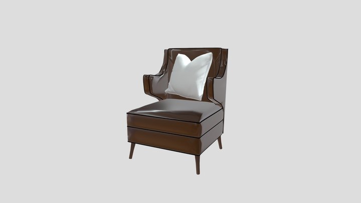 Single person leather sofa 3D Model