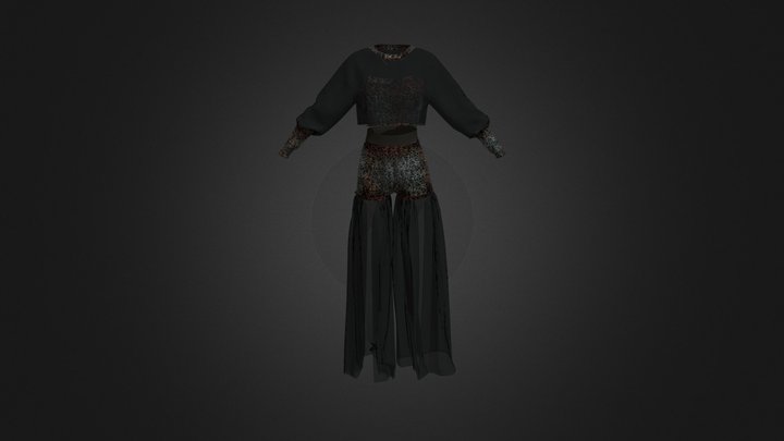 black dress outfit (top and shorts) 3D Model