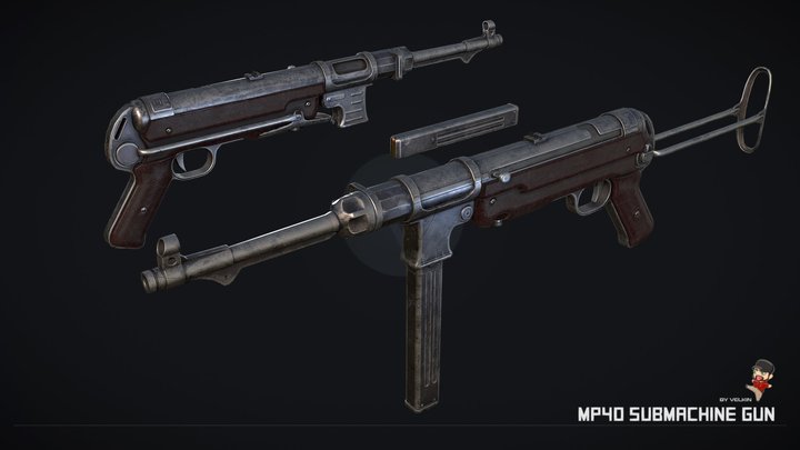 WW2 MP40 Submachine Gun 3D Model