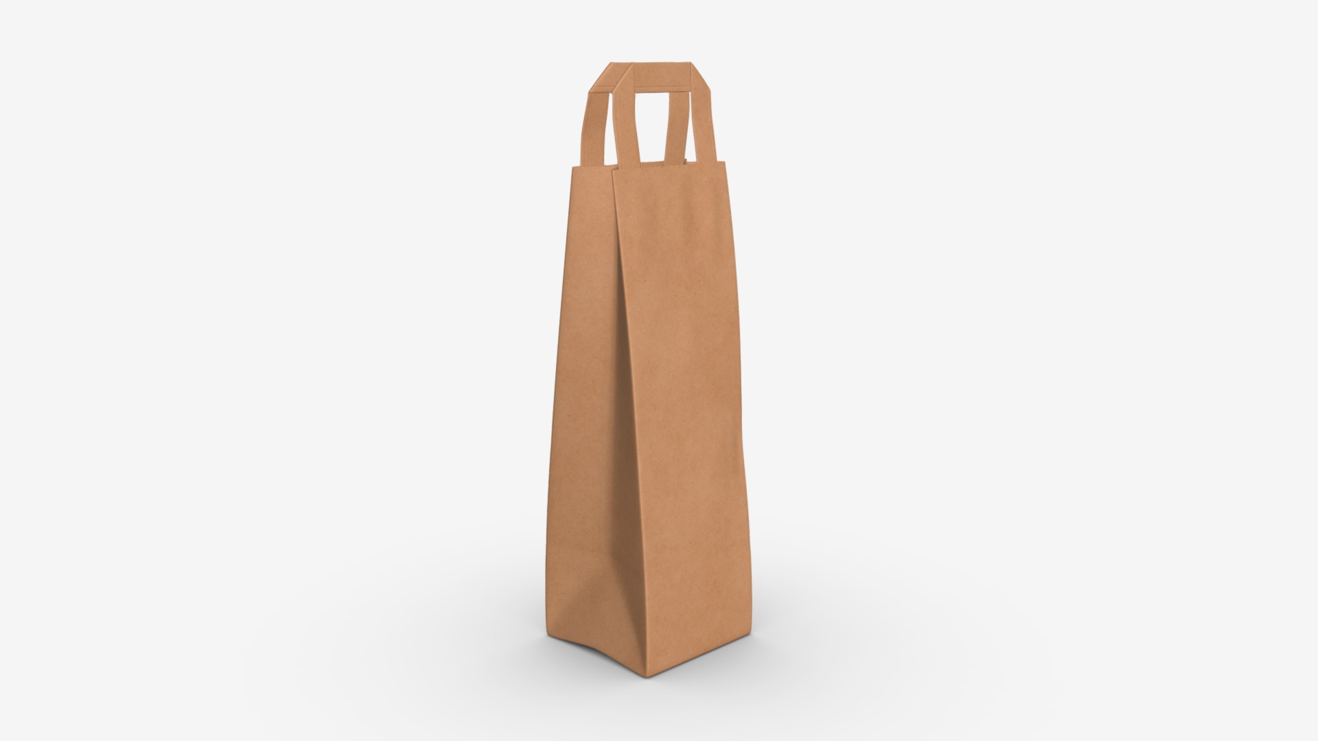 3D model Paper bag slim with handle - This is a 3D model of the Paper bag slim with handle. The 3D model is about a brown dress on a white background.