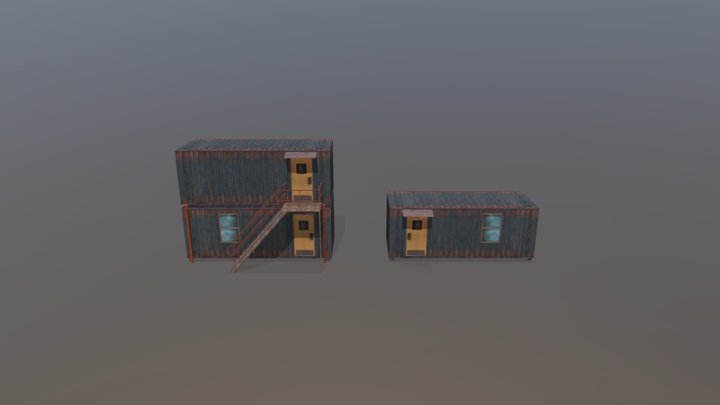 Cabin Container - Blue 3D Model