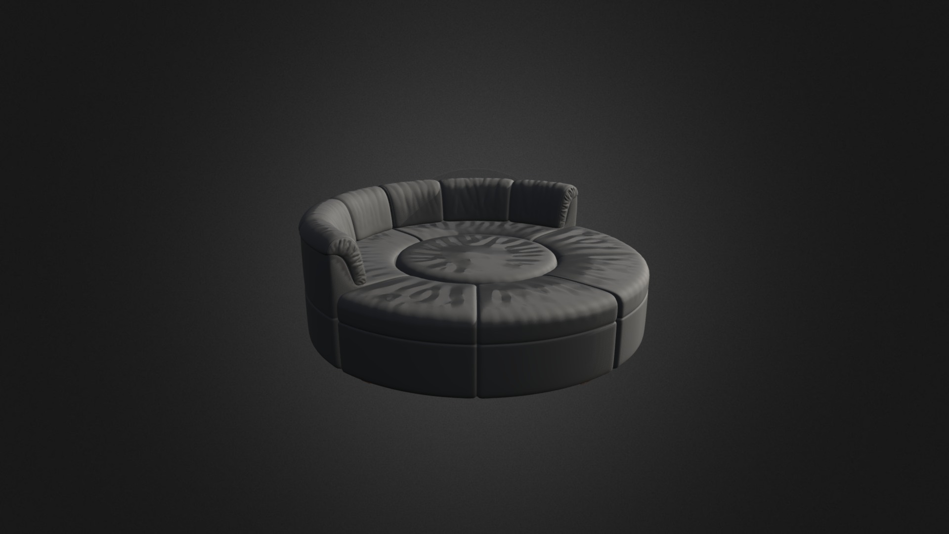 3D model Black Round Sofa - This is a 3D model of the Black Round Sofa. The 3D model is about a grey chair with a round cushion.
