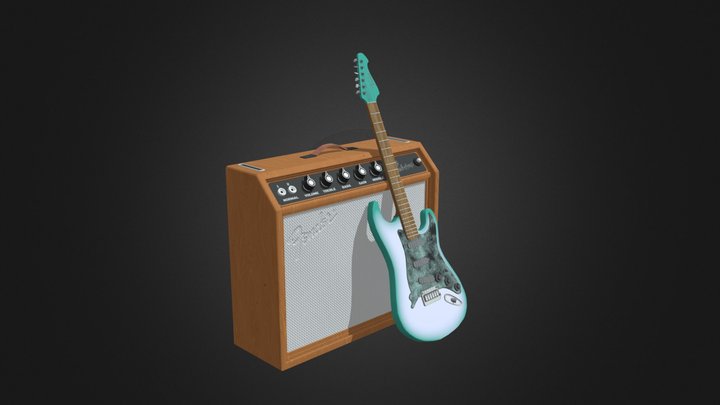 Electro Guitar and Amplifier (3D) 3D Model