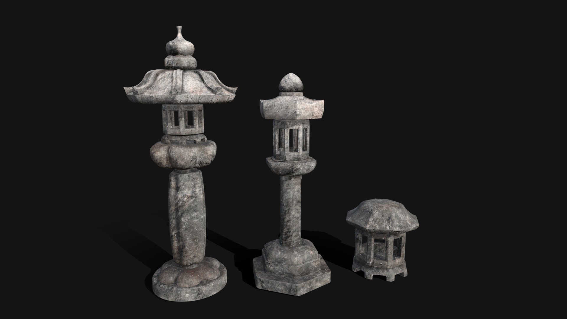 Forest Garden Japanese Lanterns - Buy Royalty Free 3D model by ...