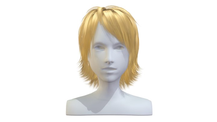 cartoon lush man 008 haircut of medium leng 3D Model