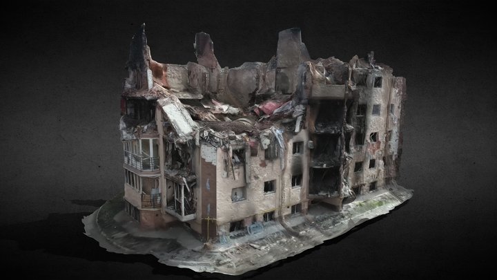 ukraine war destroyed house 3D Model