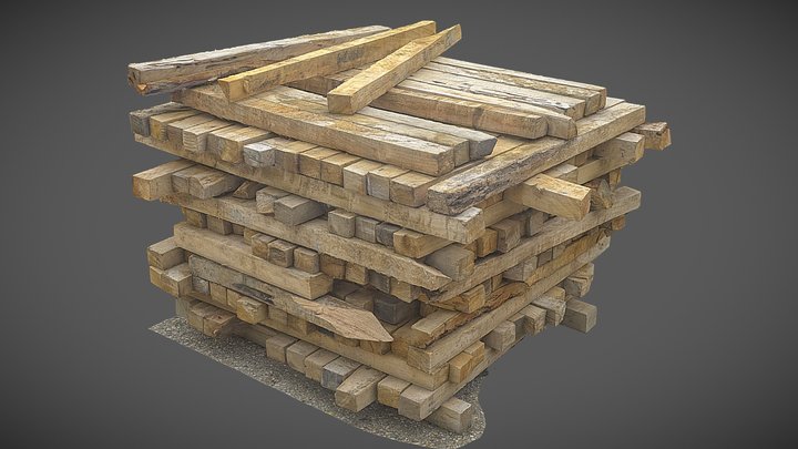 Stack of Wooden Planks II. – Free 3D Model STL