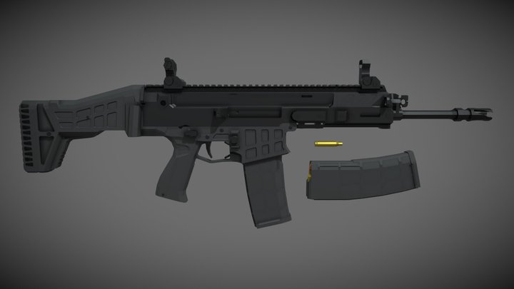 low-poly CZ Bren 2 MS 5.56 11'' 3D Model