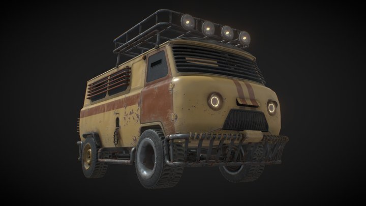 Car postapacalypsis UAZ "Lemon" 3D Model