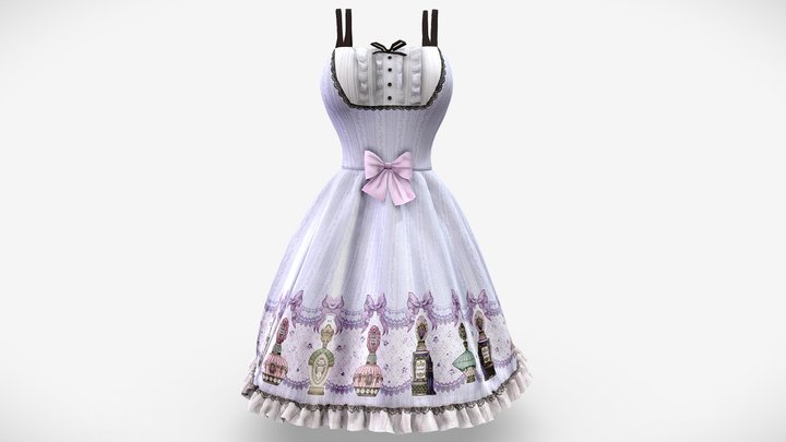 Female Lolita Doll Dress 3D Model