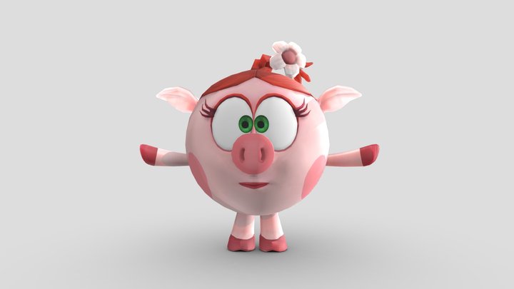 Смешарики Нюша/gogoriki roza (не риг) 3D Model