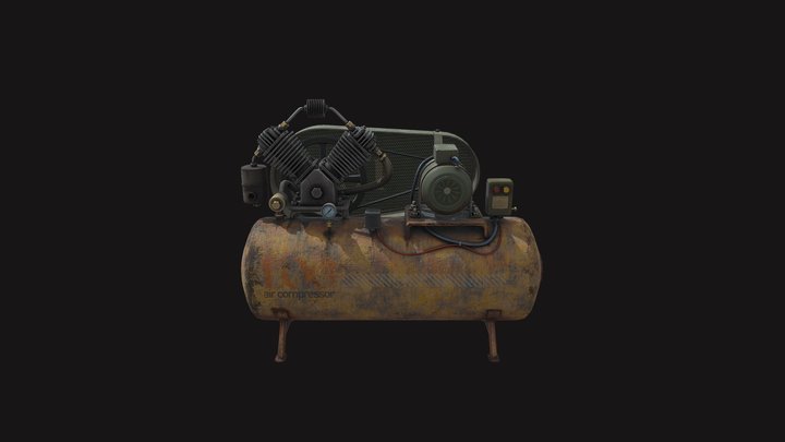 Industrial Air Compressor Game Ready Asset 3D Model