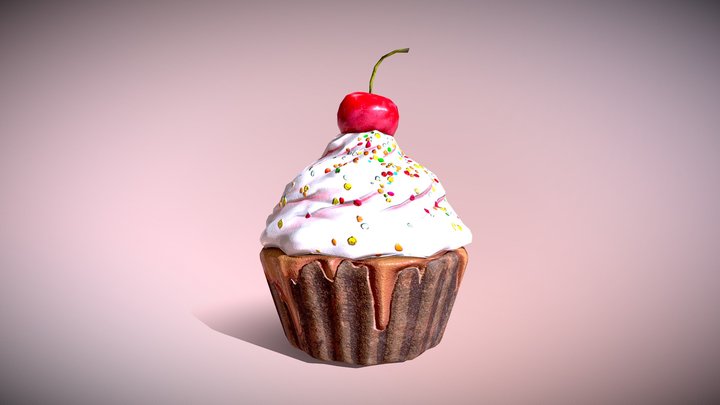 Cherry Cupcake 3D Model