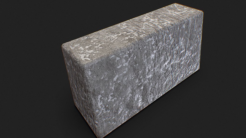Low Poly Concrete Barricade 44 Tris - Game Ready