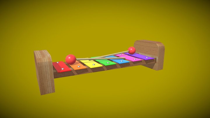 Kids toy Xylophone with Mallets 3D Model