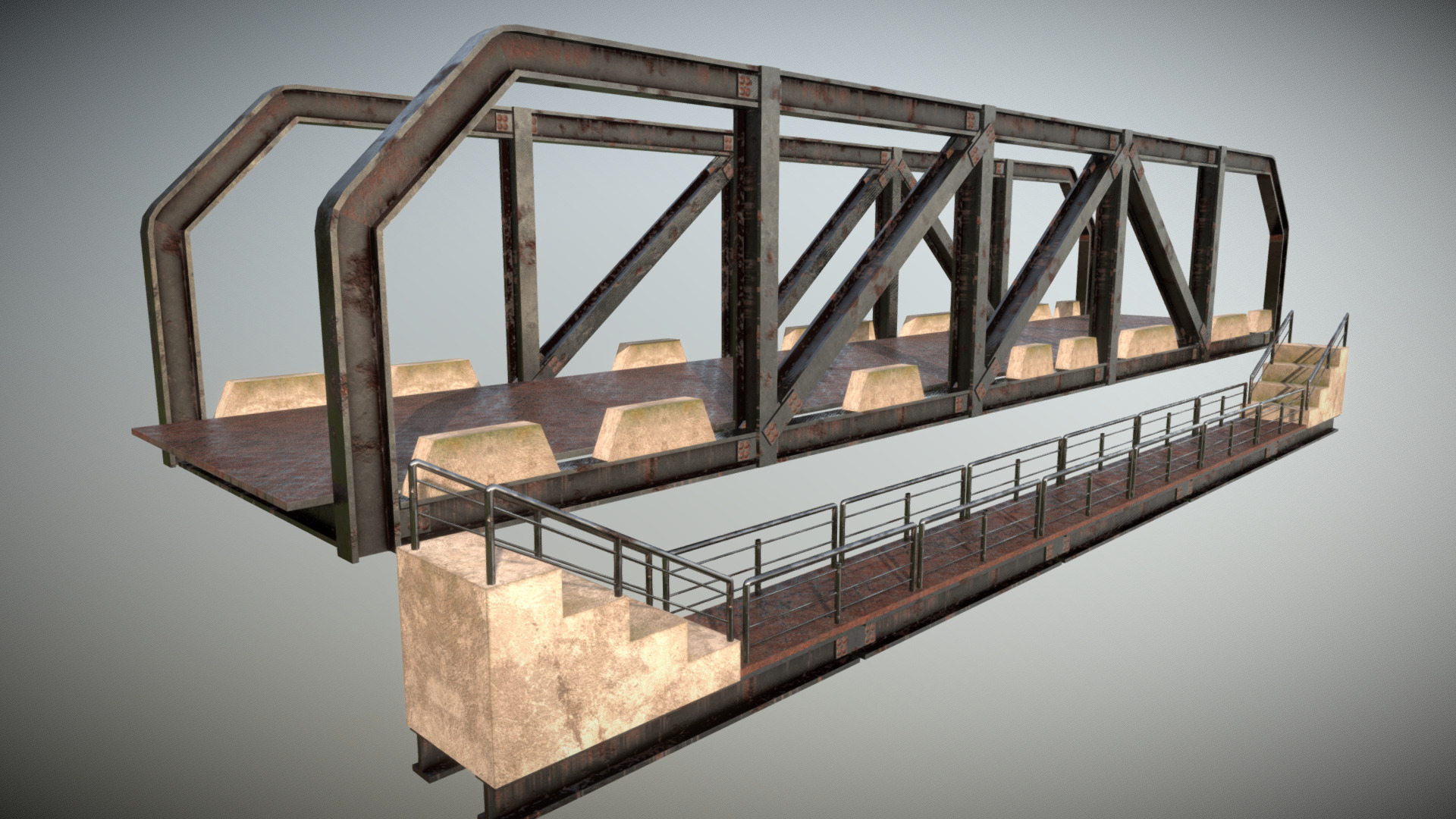 3D model Modular Bridge - This is a 3D model of the Modular Bridge. The 3D model is about a wooden bridge over water.