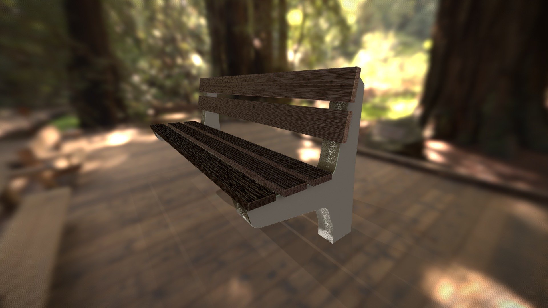 Simple woden and concrete Park Bench