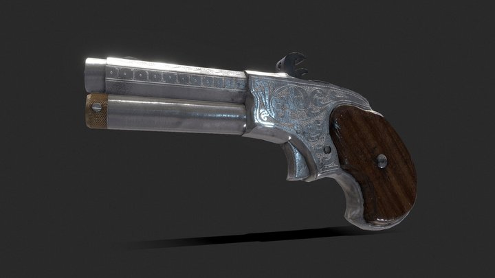 Engraved Remington Rider magazine Pistol 3D Model