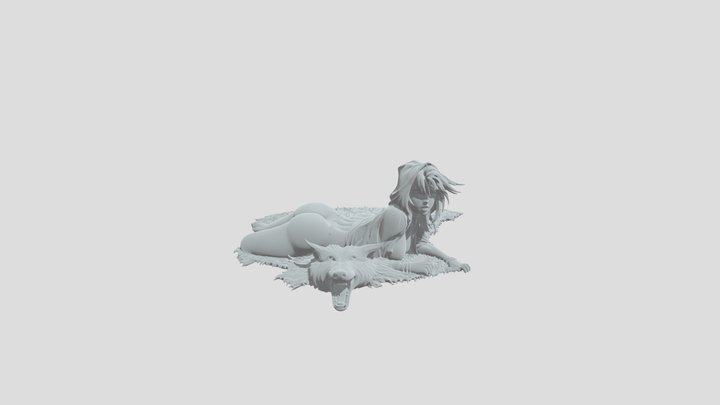 Crimson Hood and the Firelit Wolf 3D Model