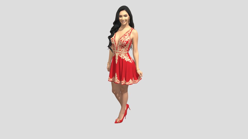 Woman in a red dress