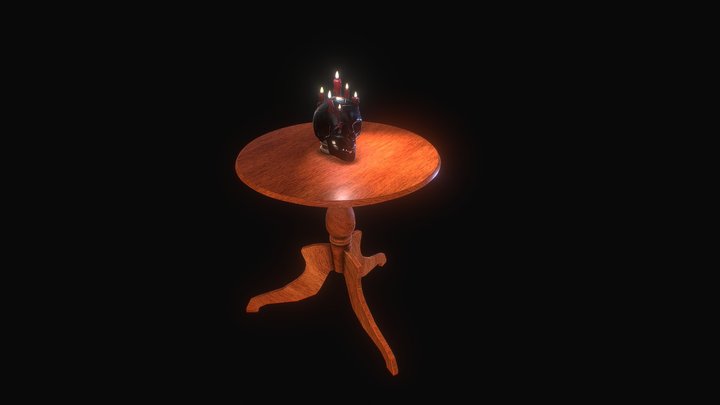 Séance skull with pedestal table 3D Model