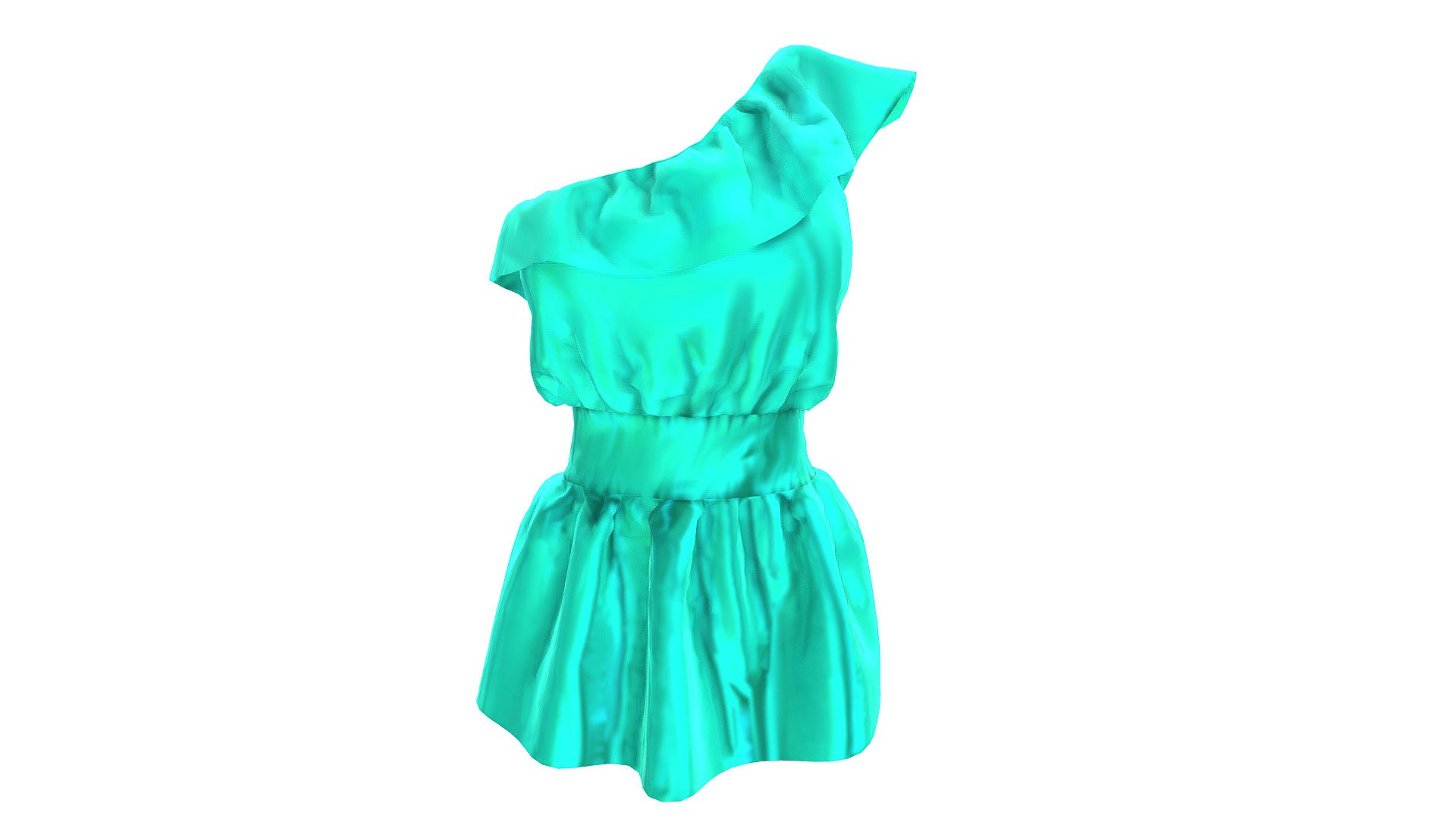 One Shoulder Ruffled Tulle Mini Dress main image 1