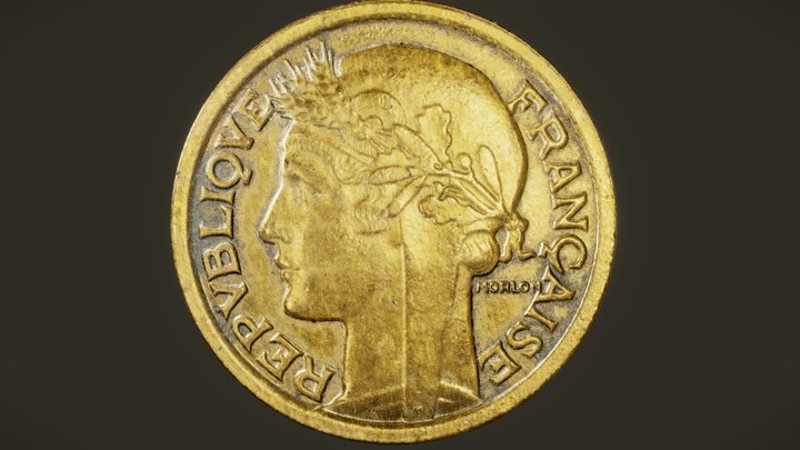 2 Francs 1939 3D Model