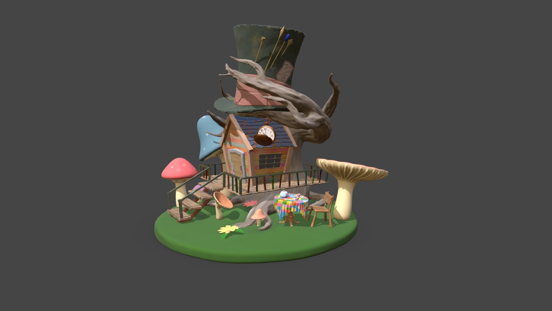 The Mad Hatters Treehouse - 3D model by Romi_Paspont [90e36f3] - Sketchfab