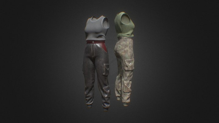 Female cargo outfit 3D Model