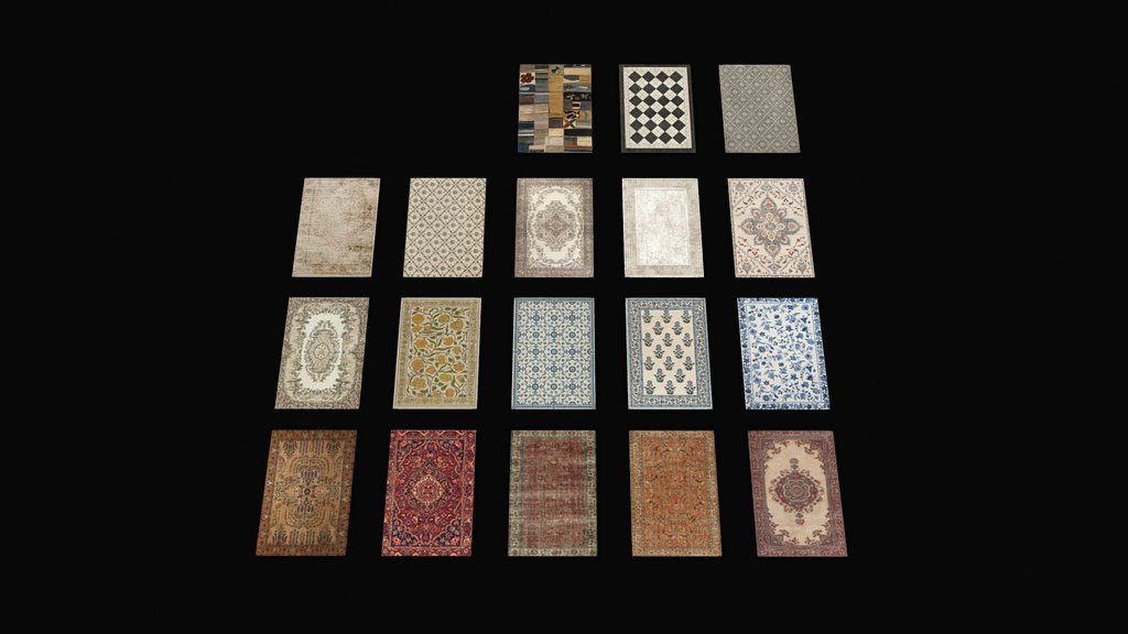 Low-Poly PSX Style Vintage Rugs Pack — low-poly furniture 3D model by Icevanilla