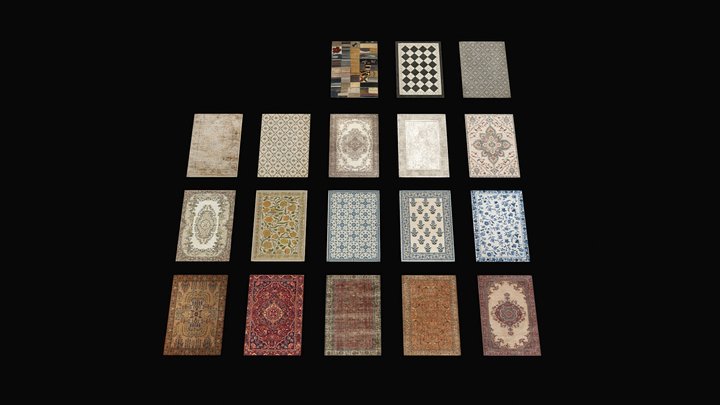 Low-Poly PSX Style Vintage Rugs Pack 3D Model