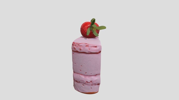 Realistic Strawberry Cake Slice 3D Scan Prop
