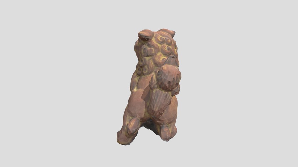 Asian Ancient Stone Lion Figurine