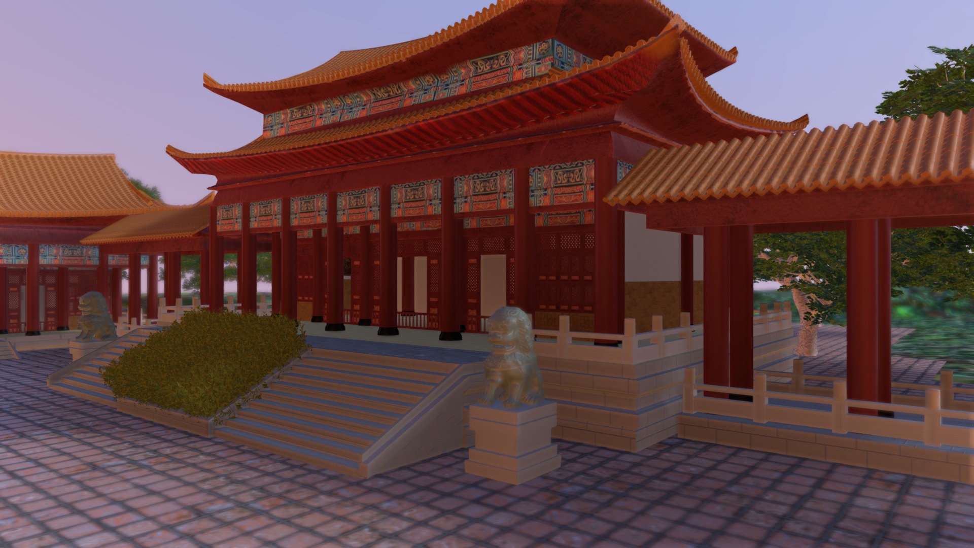 3D model Mountain temple - This is a 3D model of the Mountain temple. The 3D model is about a building with a statue in front of it.