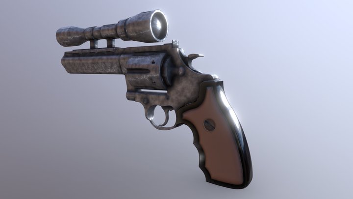 Shiny Hand Gun 3D Model