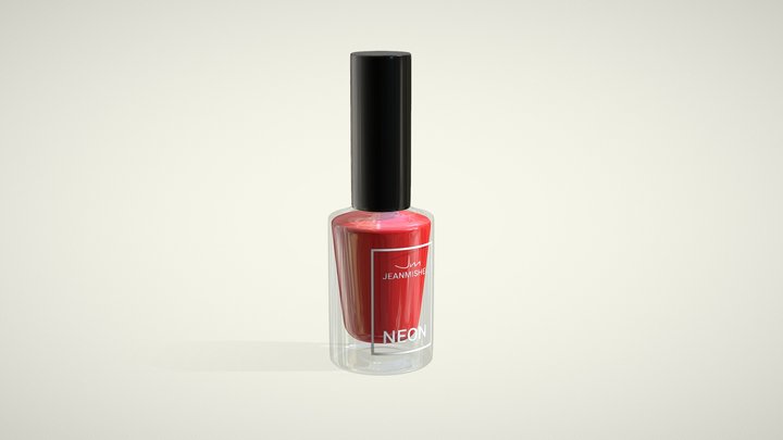 Bottle of red nail polish 3D Model