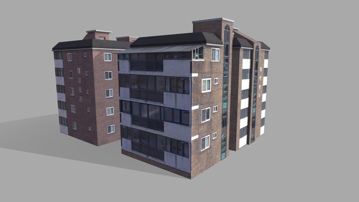 Korean_multi-family housing lowpoly – Kostenloses 3D-Modell STL