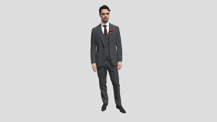 Elegant Groom in Grey Suit – Modelo 3D gratuito STL