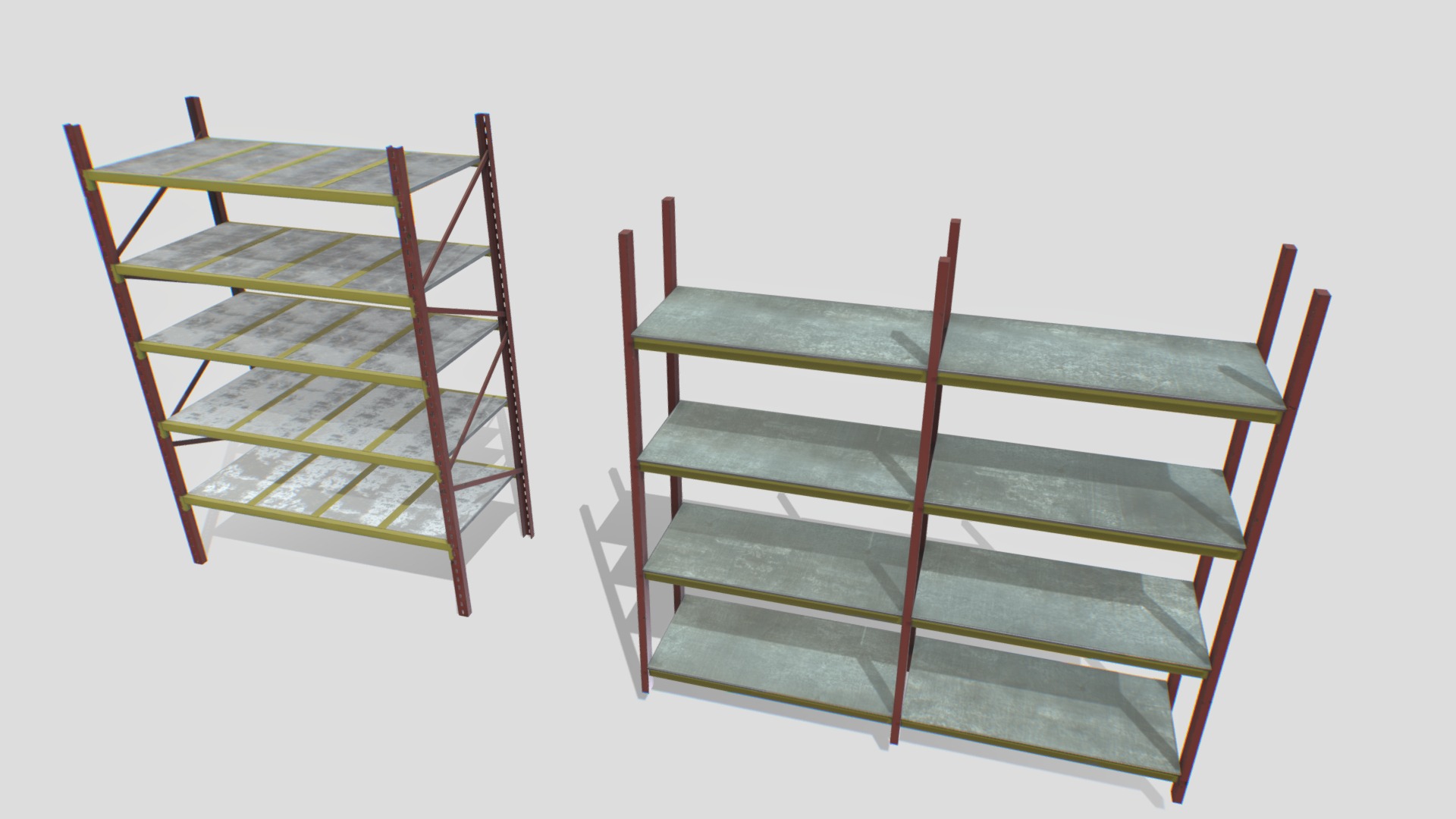 3D model Industrial shelves 4 - This is a 3D model of the Industrial shelves 4. The 3D model is about a set of wooden chairs.