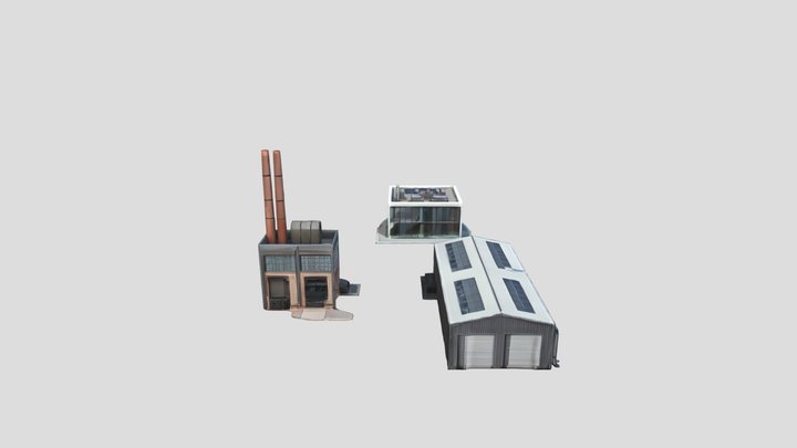 Three industrial buildings AI generated – Modèle 3D gratuit STL