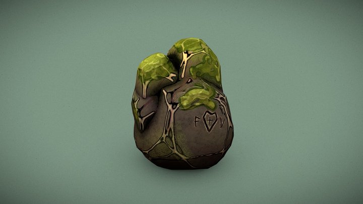 Mossy Stylized Rock 3D Model