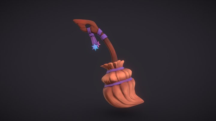 stylized witch broom 3D Model